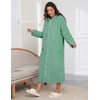 image:imageEkouaer Fleece Robes for Women Zipper Long Bathrobe Plush Hooded HousecoatP Green Jacquard