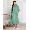 image:imageEkouaer Fleece Robes for Women Zipper Long Bathrobe Plush Hooded HousecoatP Green Jacquard