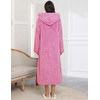 image:imageEkouaer Fleece Robes for Women Zipper Long Bathrobe Plush Hooded HousecoatP Rose Red Jacquard