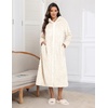 image:imageEkouaer Fleece Robes for Women Zipper Long Bathrobe Plush Hooded HousecoatP White Jacquard