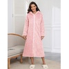 image:imageEkouaer Fleece Robes for Women Zipper Long Bathrobe Plush Hooded HousecoatPink Jacquard