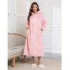 image:imageEkouaer Fleece Robes for Women Zipper Long Bathrobe Plush Hooded HousecoatPink Jacquard
