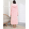 image:imageEkouaer Fleece Robes for Women Zipper Long Bathrobe Plush Hooded HousecoatPink Jacquard