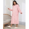 image:imageEkouaer Fleece Robes for Women Zipper Long Bathrobe Plush Hooded HousecoatPink Jacquard