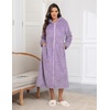 image:imageEkouaer Fleece Robes for Women Zipper Long Bathrobe Plush Hooded HousecoatPurple Jacquard