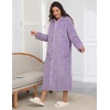 image:imageEkouaer Fleece Robes for Women Zipper Long Bathrobe Plush Hooded HousecoatPurple Jacquard