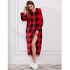 image:imageEkouaer Fleece Robes for Women Zipper Long Bathrobe Plush Hooded HousecoatRed and Black Pliad
