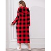image:imageEkouaer Fleece Robes for Women Zipper Long Bathrobe Plush Hooded HousecoatRed and Black Pliad