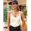 image:imageEkouaer Ribbed Cami Pajamas Set Racerback Tank Top with Shorts Lounge SetsBeige Cherry