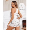 image:imageEkouaer Ribbed Cami Pajamas Set Racerback Tank Top with Shorts Lounge SetsCherry