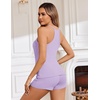 image:imageEkouaer Ribbed Cami Pajamas Set Racerback Tank Top with Shorts Lounge SetsLilac