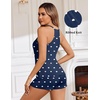 image:imageEkouaer Ribbed Cami Pajamas Set Racerback Tank Top with Shorts Lounge SetsNavy Blue Heart