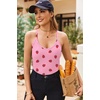 image:imageEkouaer Ribbed Cami Pajamas Set Racerback Tank Top with Shorts Lounge SetsPink Strawberry