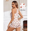 image:imageEkouaer Ribbed Cami Pajamas Set Racerback Tank Top with Shorts Lounge SetsStrawberry