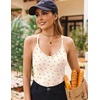 image:imageEkouaer Ribbed Cami Pajamas Set Racerback Tank Top with Shorts Lounge SetsYellow Floral