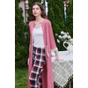 image:imageEkouaer Robes for Women Velour Zipper Robe 34 Sleeve Housecoat with PocketCherry Red