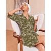 image:imageEkouaer Robes for Women Waffle Knit Bathrobe Soft Lightweight LoungewearArmy Green Floral
