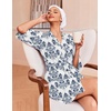 image:imageEkouaer Robes for Women Waffle Knit Bathrobe Soft Lightweight LoungewearAwhite Italian Print