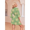 image:imageEkouaer Robes for Women Waffle Knit Bathrobe Soft Lightweight LoungewearFloral Green