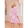 image:imageEkouaer Robes for Women Waffle Knit Bathrobe Soft Lightweight LoungewearFloral Pink