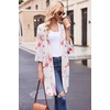 image:imageEkouaer Robes for Women Waffle Knit Bathrobe Soft Lightweight LoungewearFloral White Red