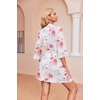 image:imageEkouaer Robes for Women Waffle Knit Bathrobe Soft Lightweight LoungewearFloral White Red