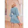 image:imageEkouaer Robes for Women Waffle Knit Bathrobe Soft Lightweight LoungewearLight Blue