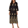image:imageEkouaer Robes for Women Zipper Robe 34 Sleeves Housecoat with PocketsBlack Gold Floral