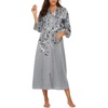 image:imageEkouaer Robes for Women Zipper Robe 34 Sleeves Housecoat with PocketsFloral Gray