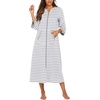 image:imageEkouaer Robes for Women Zipper Robe 34 Sleeves Housecoat with PocketsGrey White Stripe