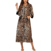 image:imageEkouaer Robes for Women Zipper Robe 34 Sleeves Housecoat with PocketsLeopard Print
