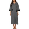 image:imageEkouaer Robes for Women Zipper Robe 34 Sleeves Housecoat with PocketsStyle 1dark Grey