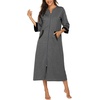 image:imageEkouaer Robes for Women Zipper Robe 34 Sleeves Housecoat with PocketsStyle 1dark Grey