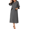 image:imageEkouaer Robes for Women Zipper Robe 34 Sleeves Housecoat with PocketsStyle 1dark Grey