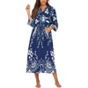 image:imageEkouaer Robes for Women Zipper Robe 34 Sleeves Housecoat with PocketsStyle 1evening Blue Vines