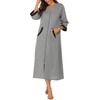 image:imageEkouaer Robes for Women Zipper Robe 34 Sleeves Housecoat with PocketsStyle 1grey