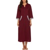 image:imageEkouaer Robes for Women Zipper Robe 34 Sleeves Housecoat with PocketsStyle 1wine Red