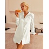 image:imageEkouaer Satin Nightgown for Women Button Down Silk Sleepshirts Sexy V Neck Night Gown Long Sleeve Night Shirts S3XLBeige