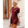 image:imageEkouaer Satin Nightgown for Women Button Down Silk Sleepshirts Sexy V Neck Night Gown Long Sleeve Night Shirts S3XLBurgundy
