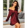image:imageEkouaer Satin Nightgown for Women Button Down Silk Sleepshirts Sexy V Neck Night Gown Long Sleeve Night Shirts S3XLBurgundy