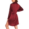 image:imageEkouaer Satin Nightgown for Women Button Down Silk Sleepshirts Sexy V Neck Night Gown Long Sleeve Night Shirts S3XLBurgundy