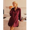 image:imageEkouaer Satin Nightgown for Women Button Down Silk Sleepshirts Sexy V Neck Night Gown Long Sleeve Night Shirts S3XLBurgundy