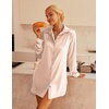 image:imageEkouaer Satin Nightgown for Women Button Down Silk Sleepshirts Sexy V Neck Night Gown Long Sleeve Night Shirts S3XLChampagne