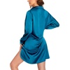 image:imageEkouaer Satin Nightgown for Women Button Down Silk Sleepshirts Sexy V Neck Night Gown Long Sleeve Night Shirts S3XLPeacock Blue
