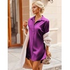 image:imageEkouaer Satin Nightgown for Women Button Down Silk Sleepshirts Sexy V Neck Night Gown Long Sleeve Night Shirts S3XLPurple