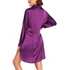 image:imageEkouaer Satin Nightgown for Women Button Down Silk Sleepshirts Sexy V Neck Night Gown Long Sleeve Night Shirts S3XLPurple
