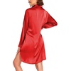 image:imageEkouaer Satin Nightgown for Women Button Down Silk Sleepshirts Sexy V Neck Night Gown Long Sleeve Night Shirts S3XLRed