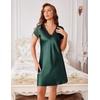 image:imageEkouaer Satin Nightgowns for Women Lace Nightgown Short Sleeve NightshirtBlue Green