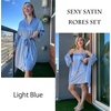 image:imageEkouaer Sleepwear Womens Satin Nightgown with Robes Set 2 PieceLight Blue