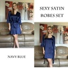 image:imageEkouaer Sleepwear Womens Satin Nightgown with Robes Set 2 PieceNavy Blue